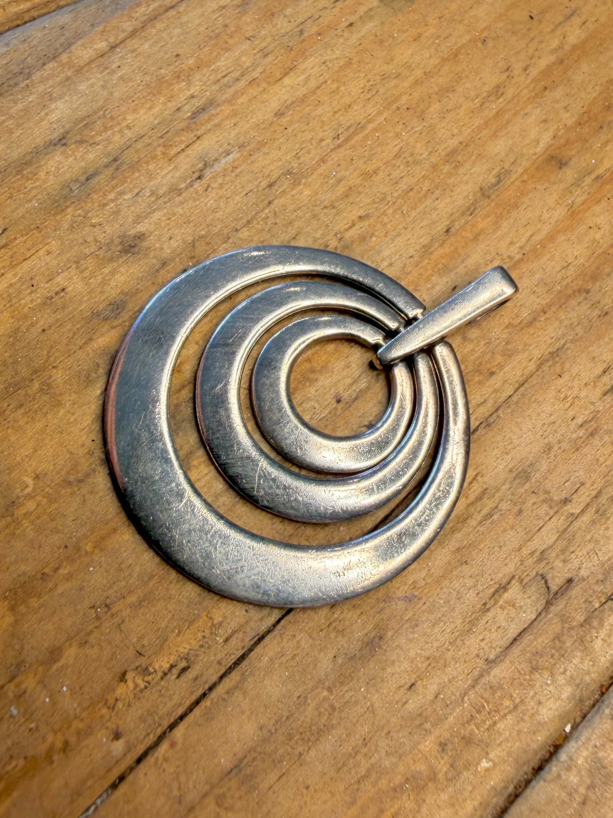 Modernist Triple Moving Disc 925 Sterling Silver Pendant