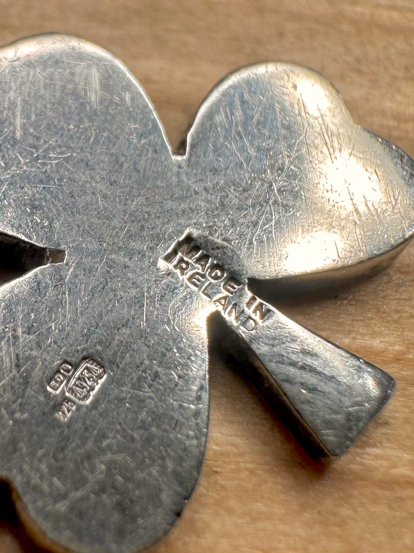 Vintage Irish Connemara Three Leaf Clover 925 Sterling Silver Pendant