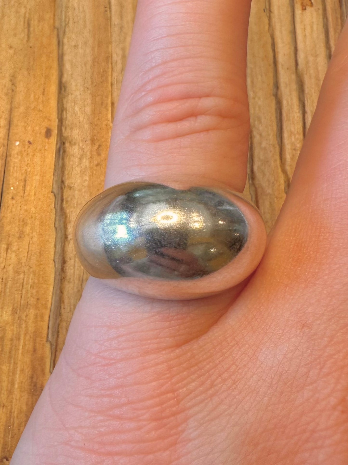 Modernist Dome Hollow 925 Sterling Silver Size O Ring