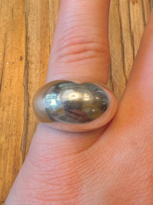 Modernist Dome Hollow 925 Sterling Silver Size O Ring