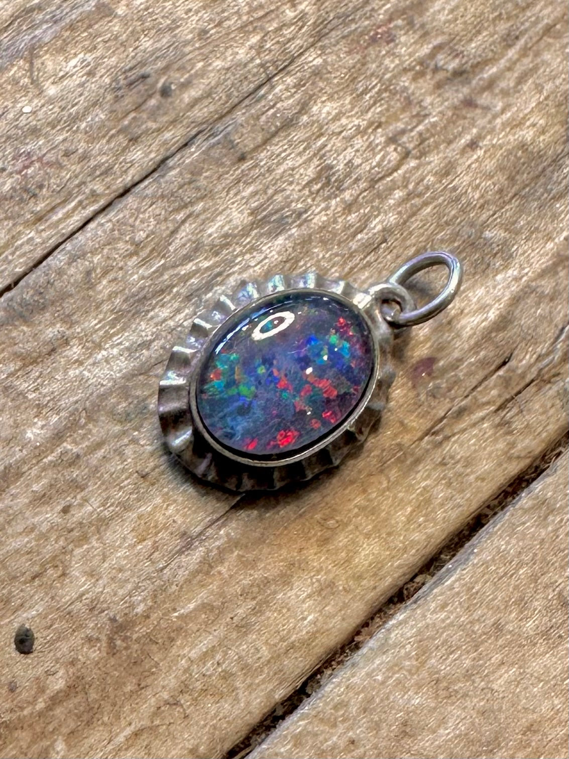 Vintage Blauer Opal 925 Sterling Silber Anhänger