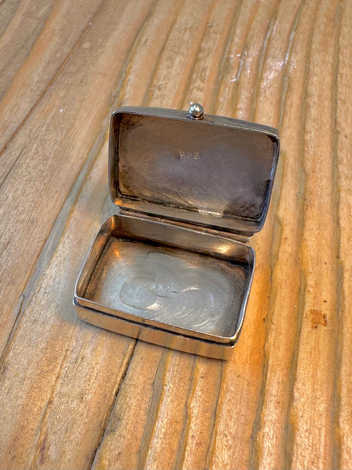 Engraved Rectangle 1994 Pill Box 925 Sterling Silver Collectable