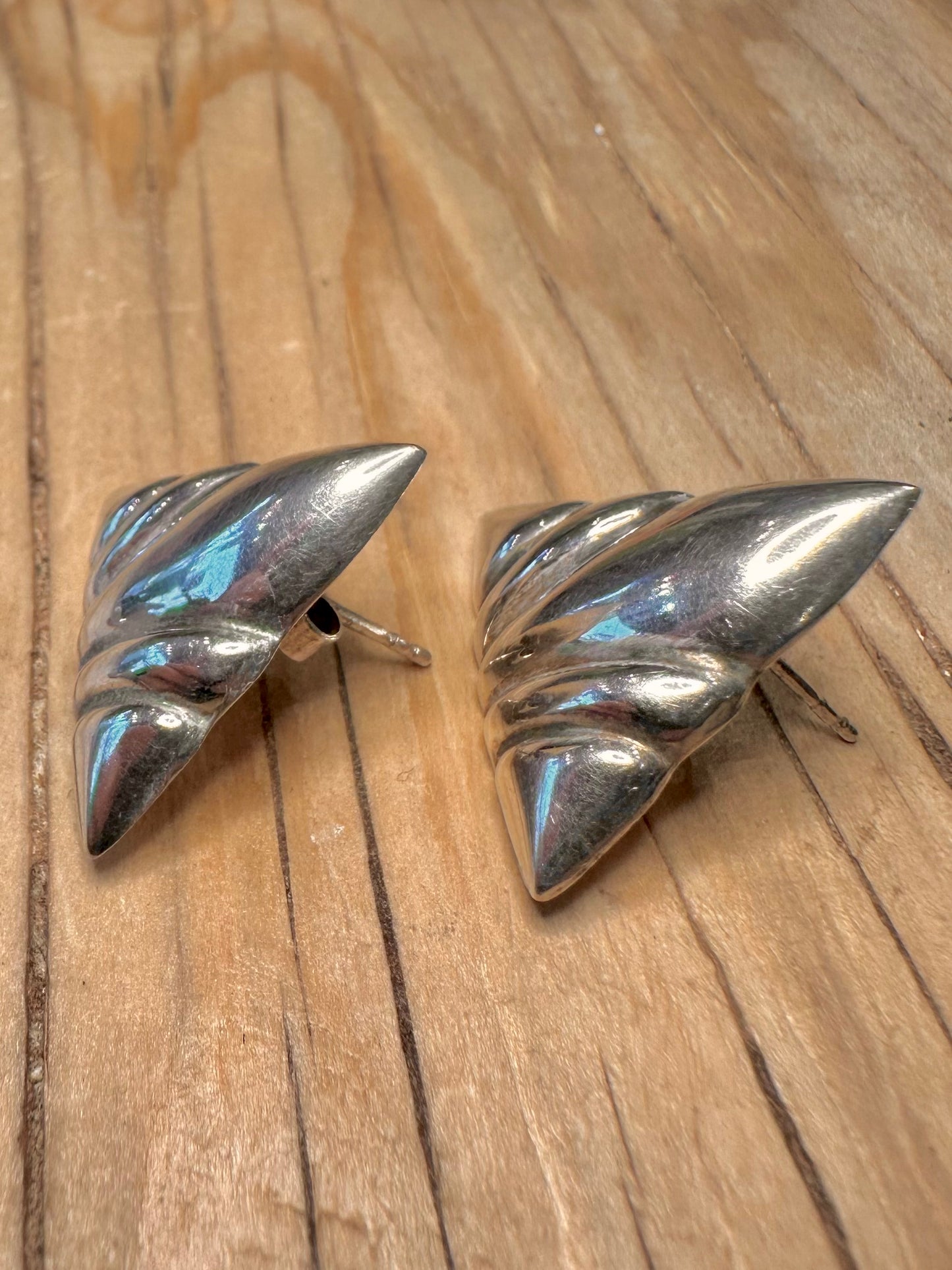Abstract Triangle 925 Silver Stud Earrings