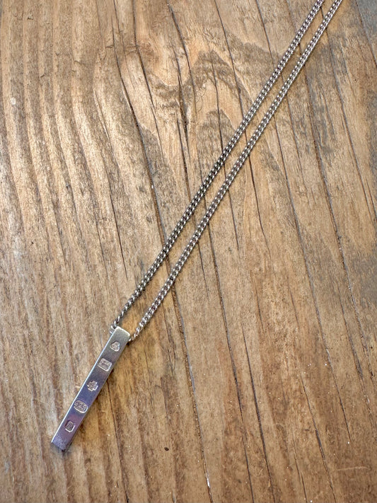 Ingot 2000 and Curb Chain 925 Sterling Silver 20 inch Necklace
