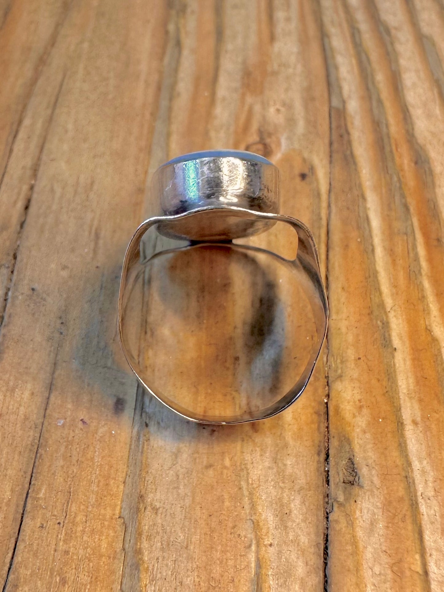 Eye of Shiva Blue Border 925 Sterling Silver Size N Ring