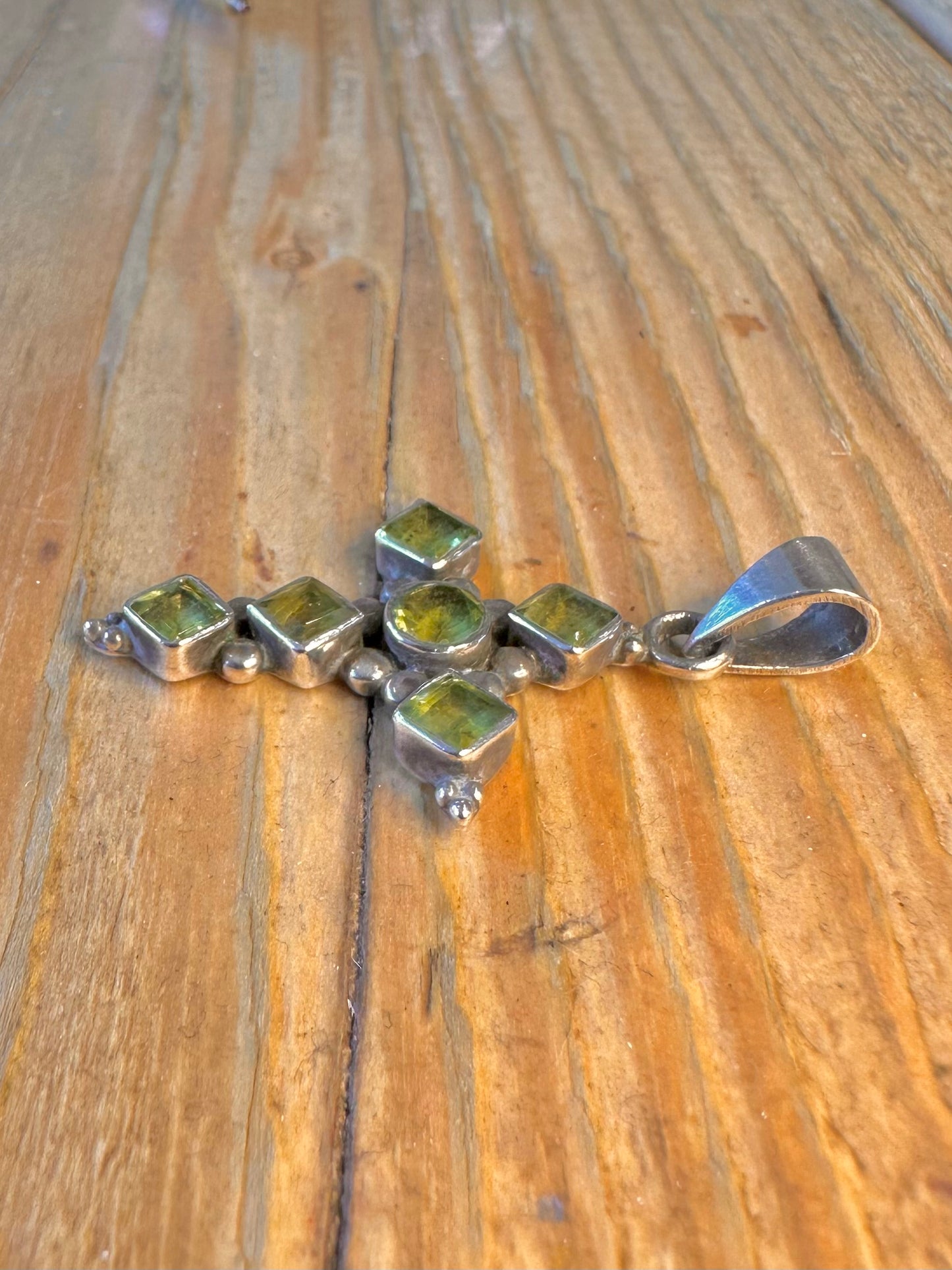 Peridot Cross 925 Sterling Silver Pendant