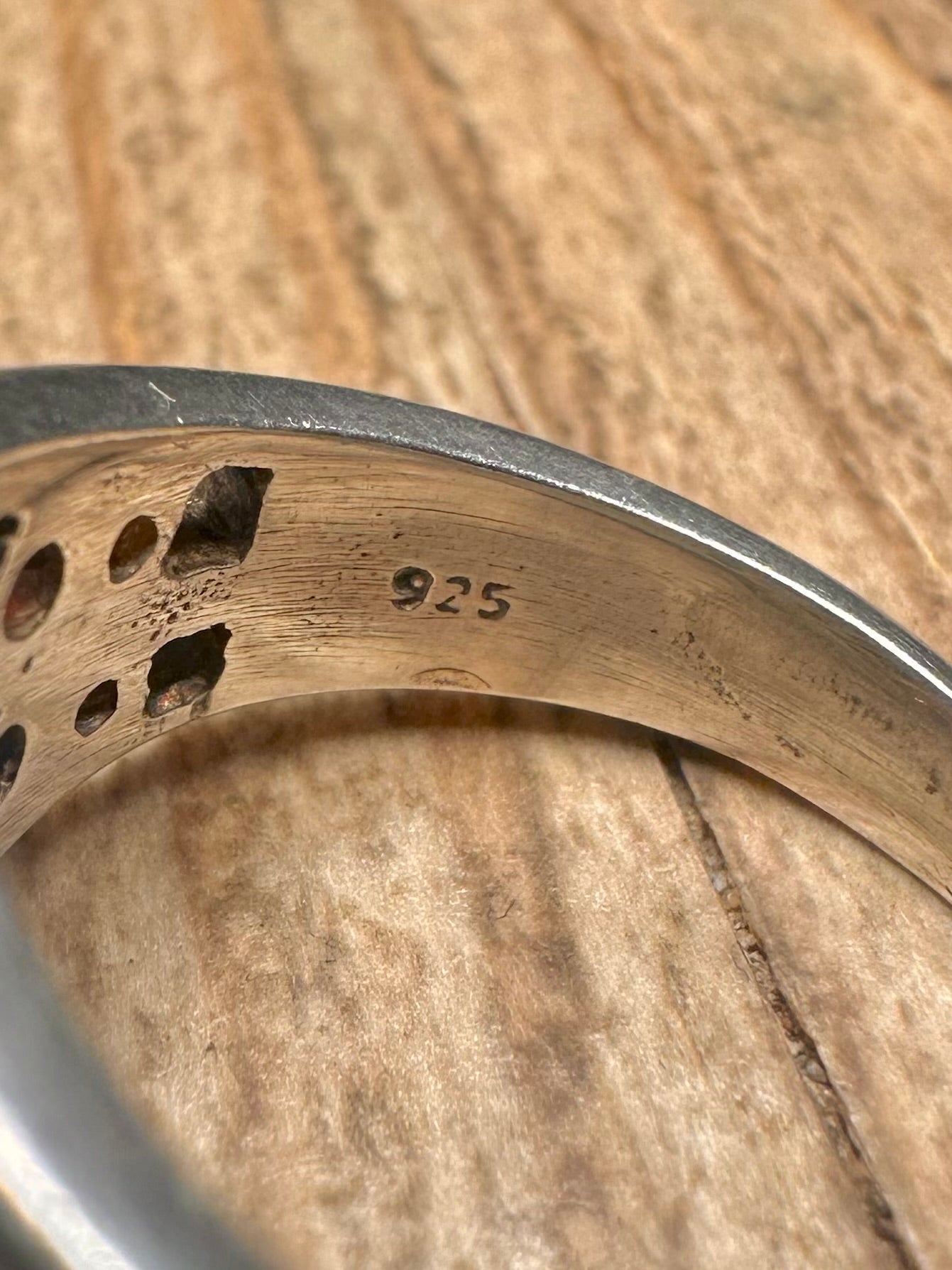 Vintage Garnet 925 Sterling Silver Size P Ring