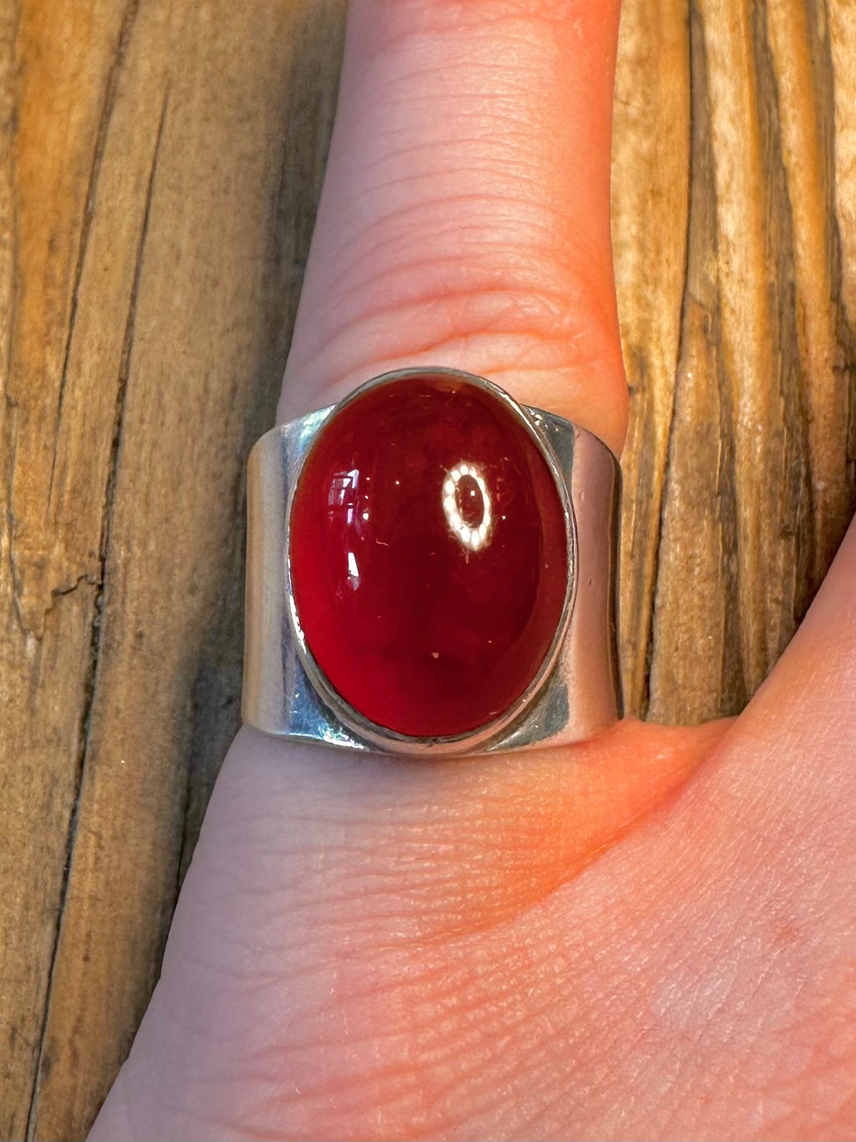 Carnelian Oval 1993 925 Sterling Silver Size M1/2 Ring