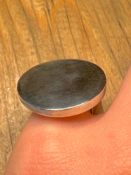 Modernist Flat Disc 925 Sterling Silver Size N Ring