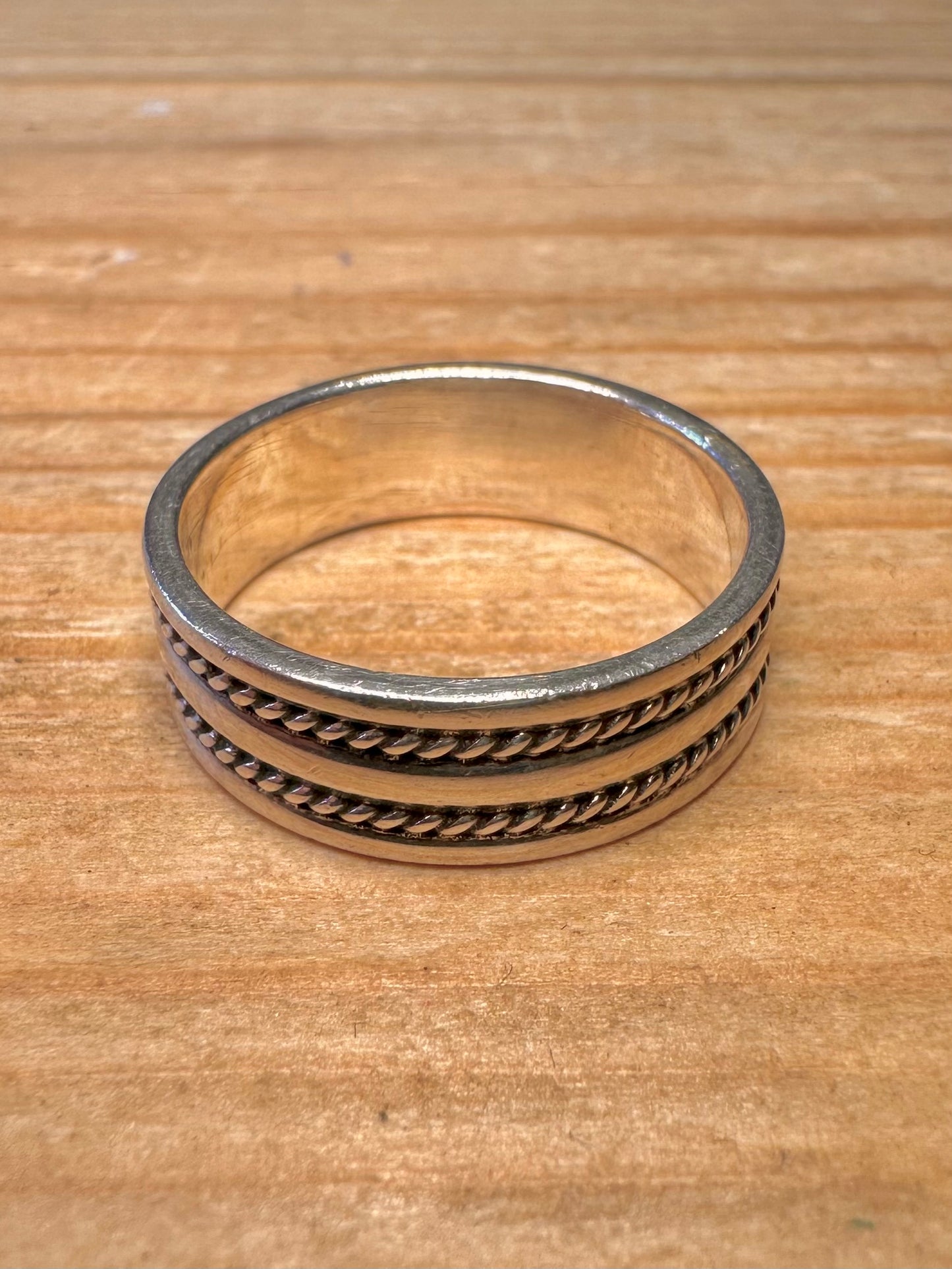 Vintage Braided Band 925 Sterling Silver Size U Ring