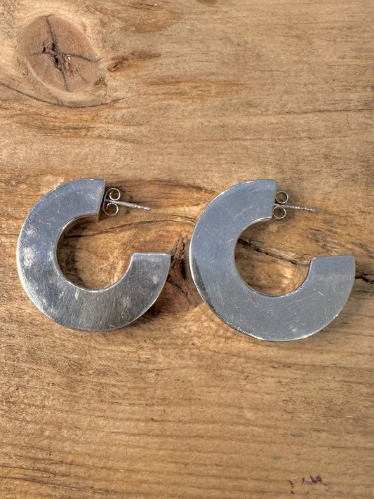 Abstract Chunky Half Hoops 925 Silver Earrings