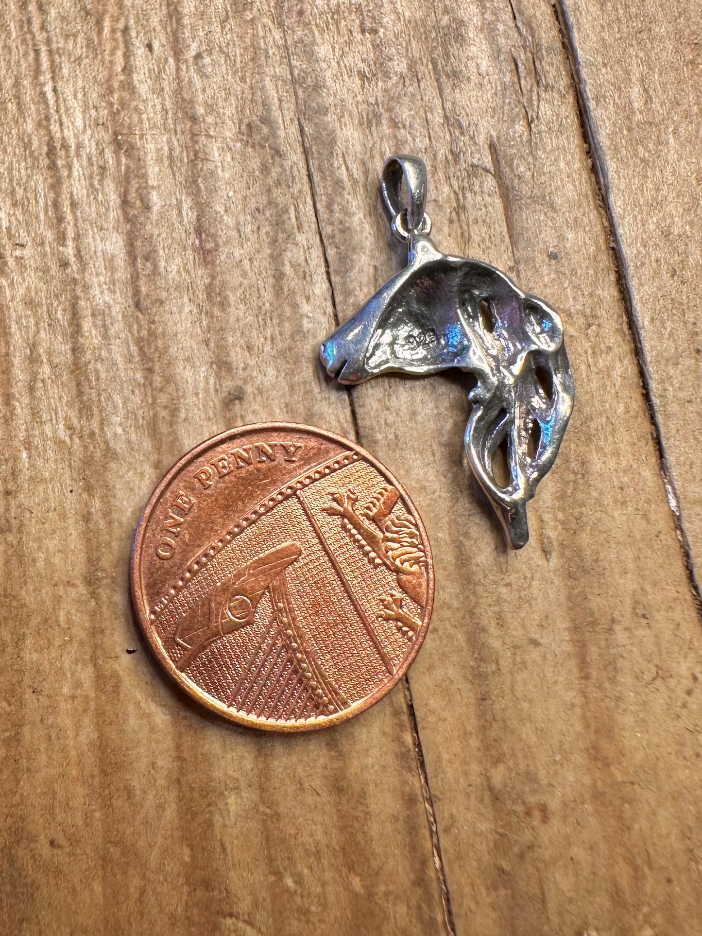 Horse Head Flowing Mane 925 Sterling Silver Pendant
