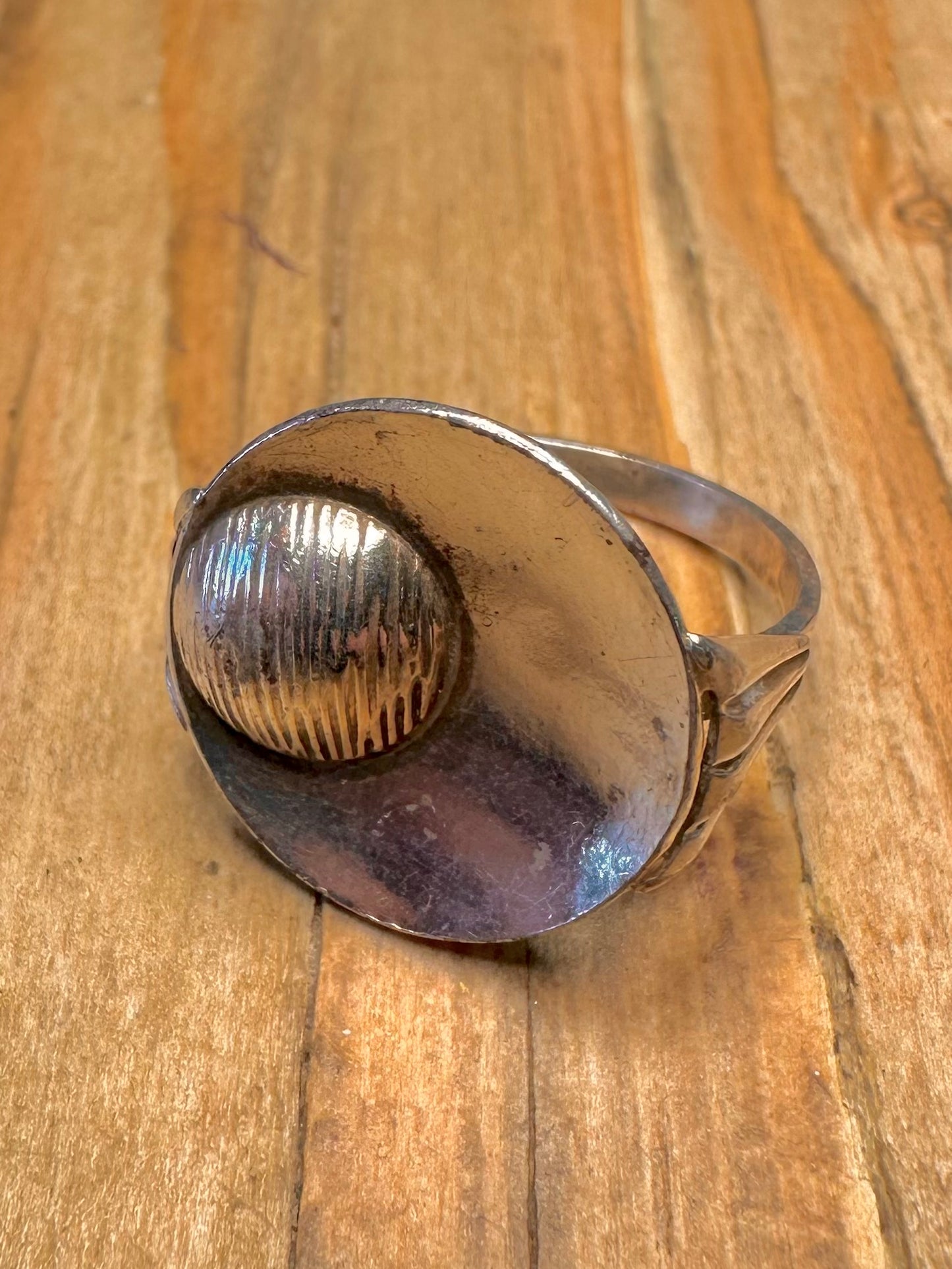 Abstract Modernist Czechoslovakia Disc 900 Silver Size L Ring