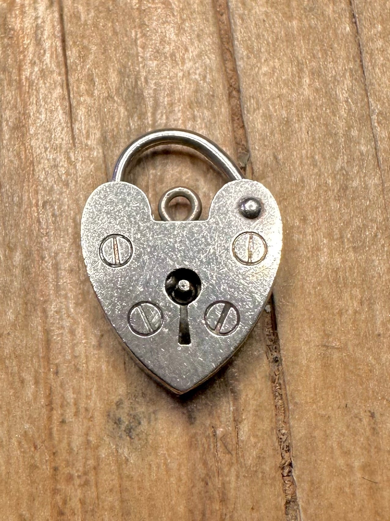 Vintage 1977 Heart Padlock 925 Sterling Silver Pendant