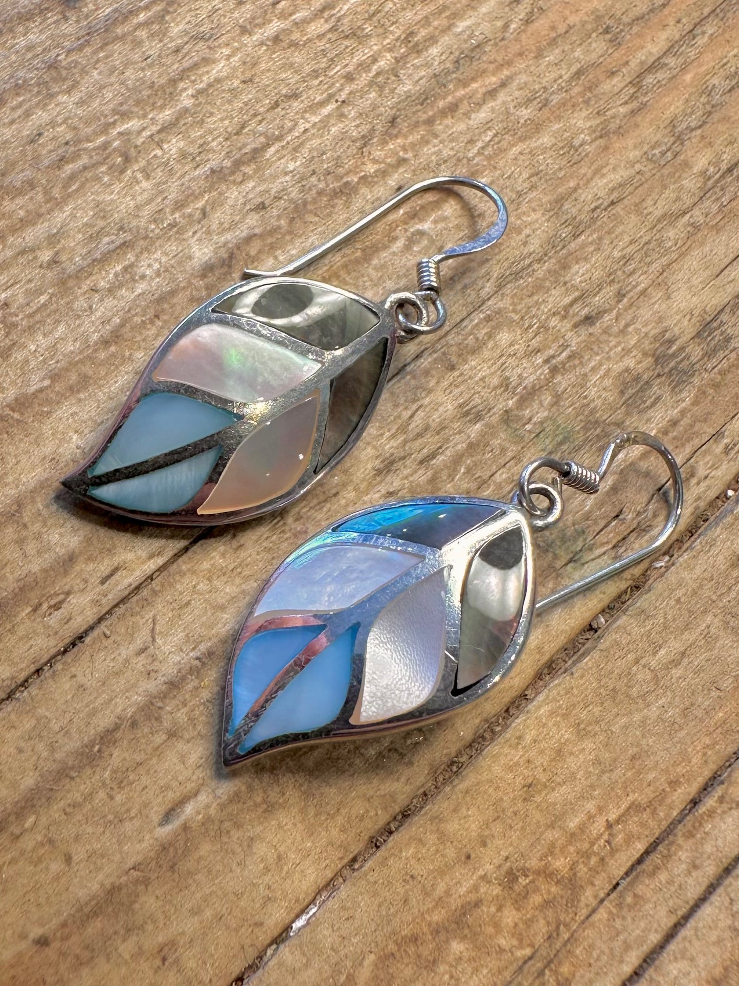 Mother of Pearl Leaf 925 Sterling Silver Earrings
