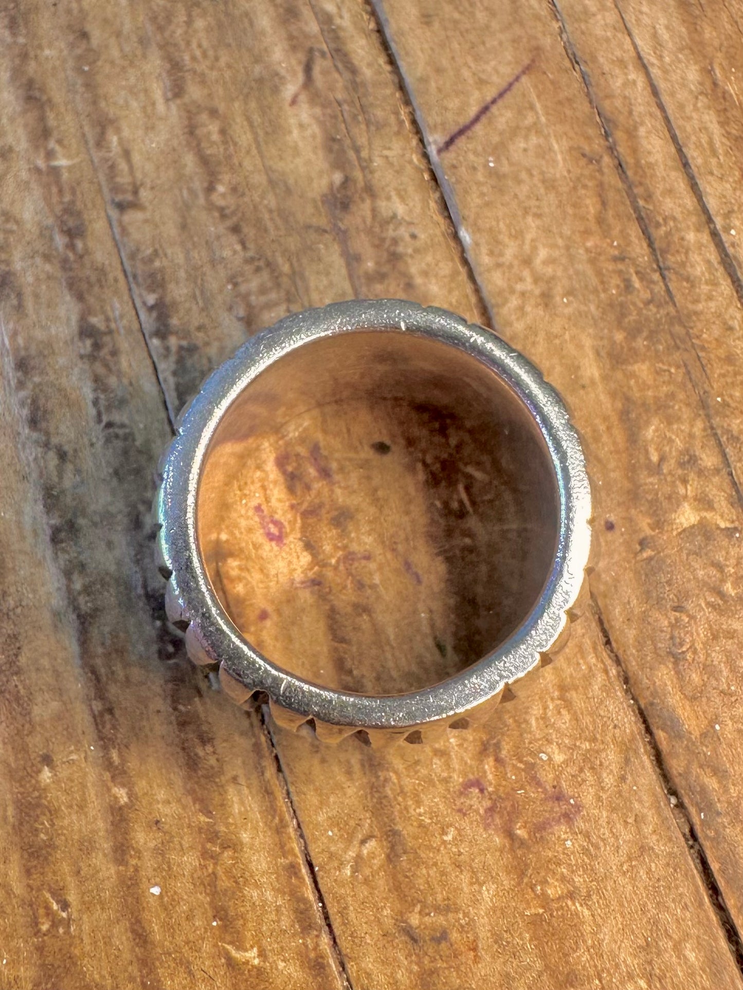 Chunky Heavy Textured Band 925 Sterling Silver Size O1/2 Ring