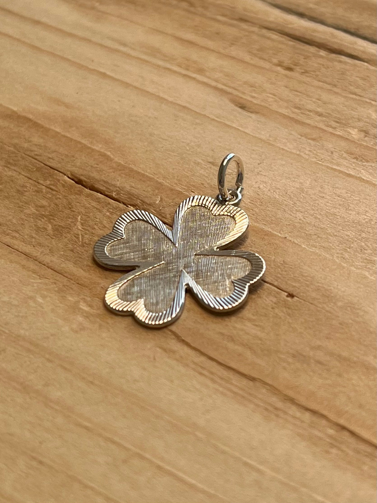 Textured Four Leaf Clover 925 Sterling Silver Pendant