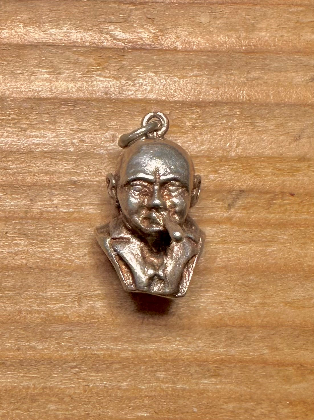 Vintage Winston Churchill Bust 925 Sterling Silver Charm Pendant