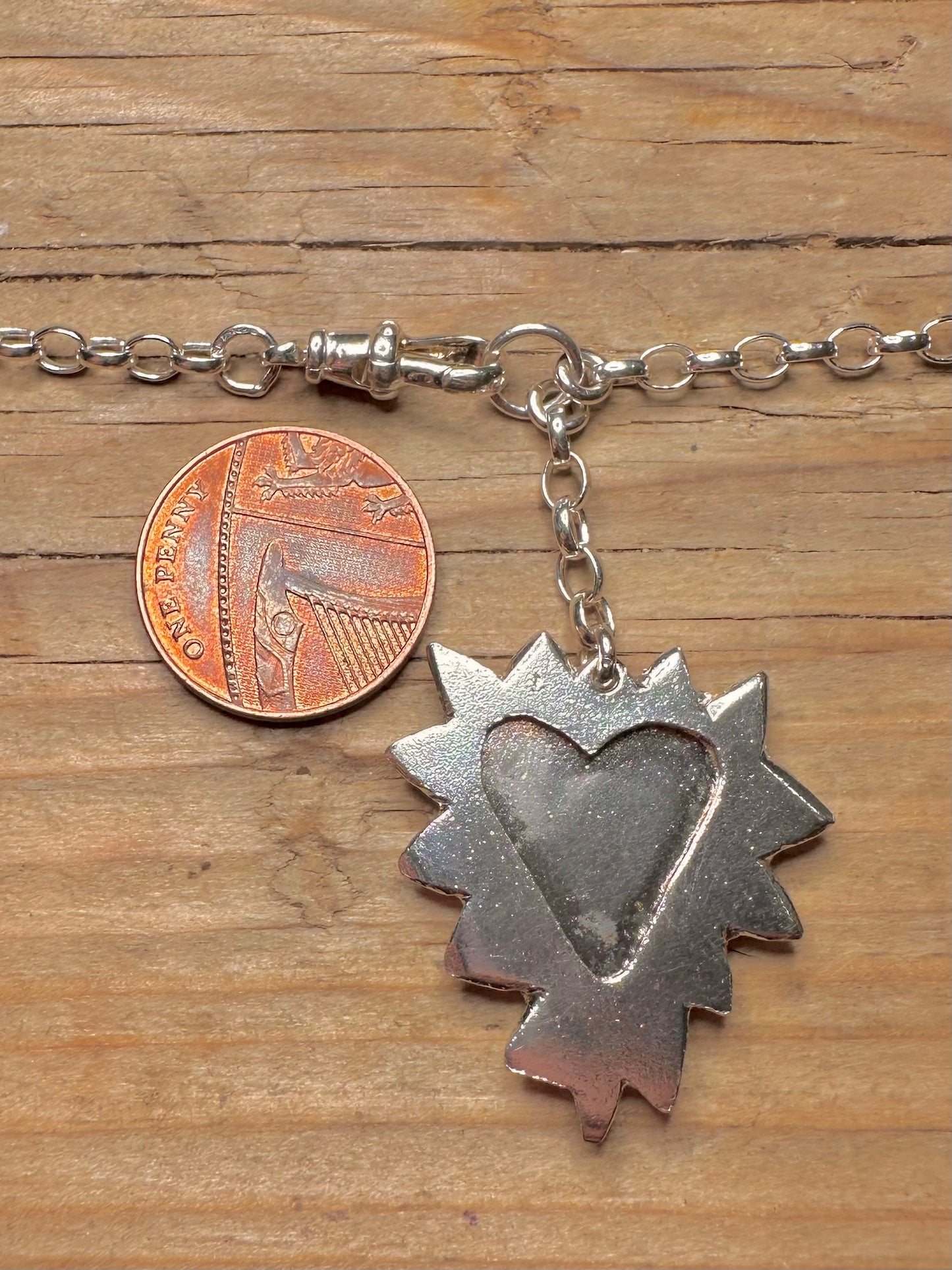 Harry Rocks Zackiger Herz Belcher-Kette Albert-Verschluss mit Box und Beutel 925 Sterling Silber 17,5 Zoll Halskette