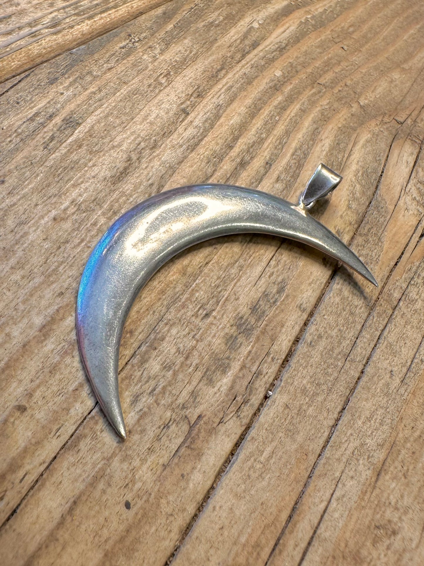 Large Crescent Moon 925 Sterling Silver Pendant