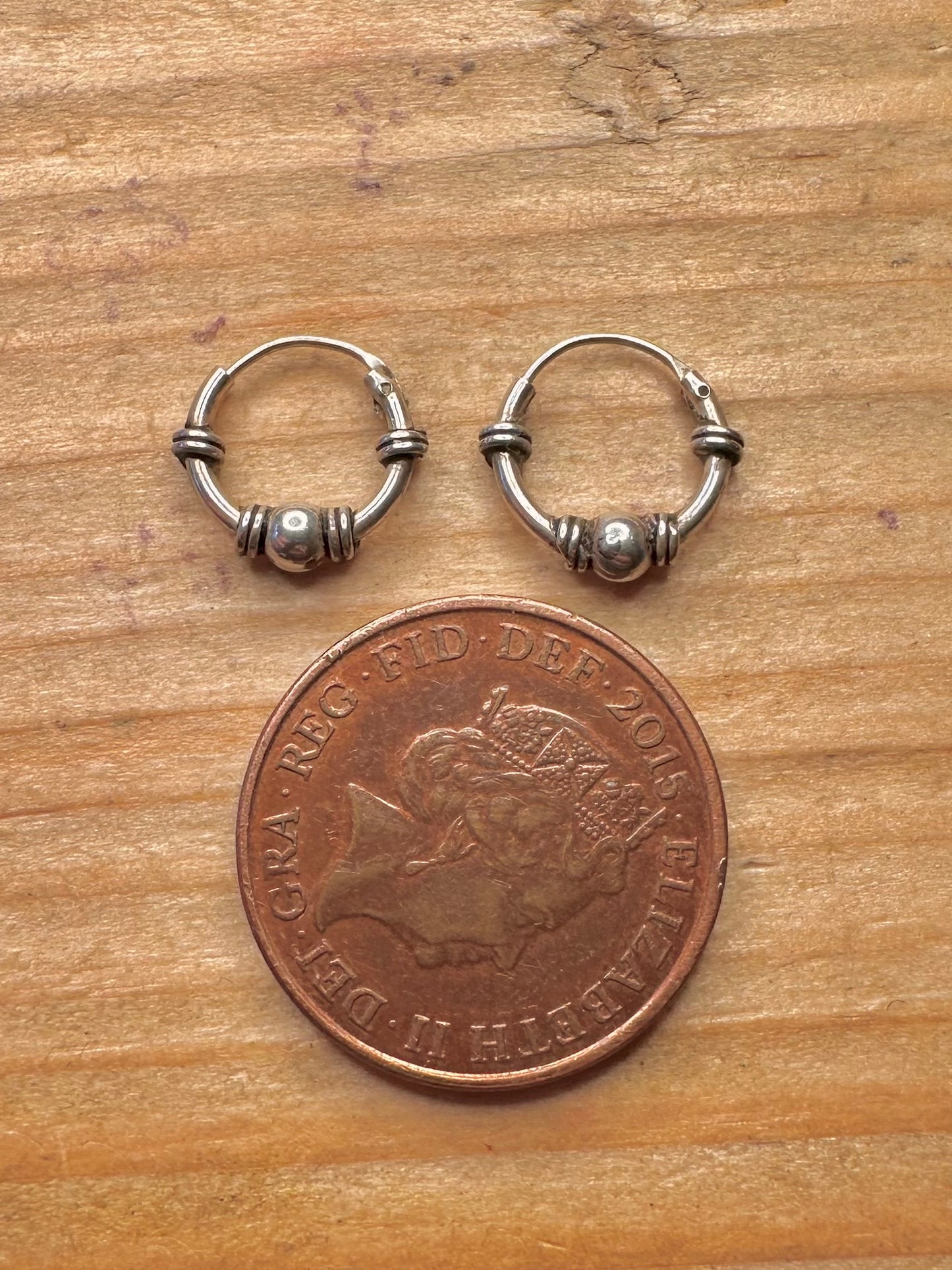 Vintage Tribal Small Hoops 925 Sterling Silver Earrings