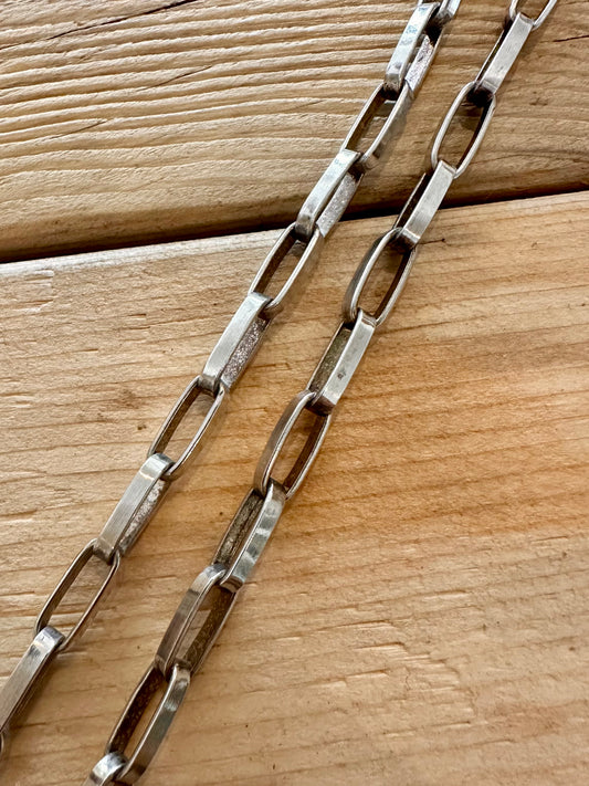 Vintage Large Paper Link Chain 925 Silver 31 inch Necklace