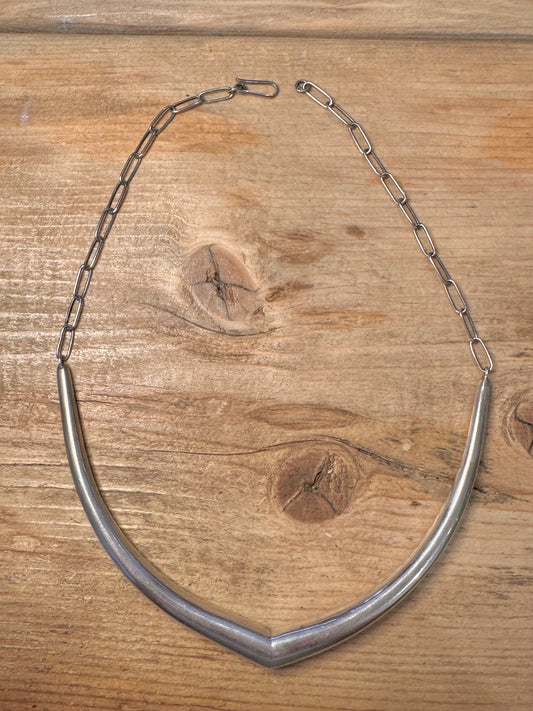 Vintage Modernist Unique Bar and Chain 800 Silver 16 inch Necklace