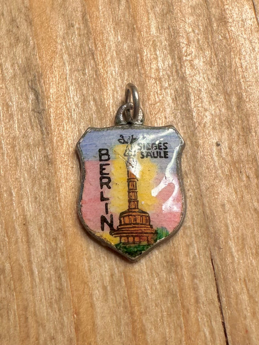 Vintage Berlin Sieges Saule Enamel Crest 835 Silver Charm Pendant