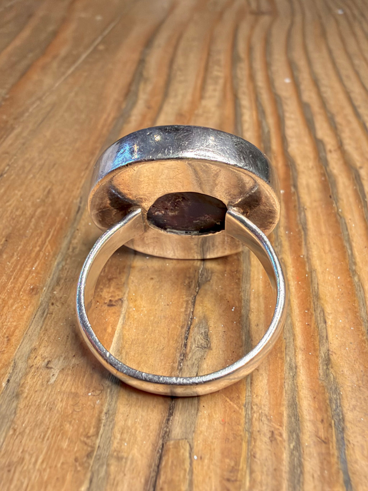 Purple Copper Turquoise Circle 925 Sterling Silver Size T Ring