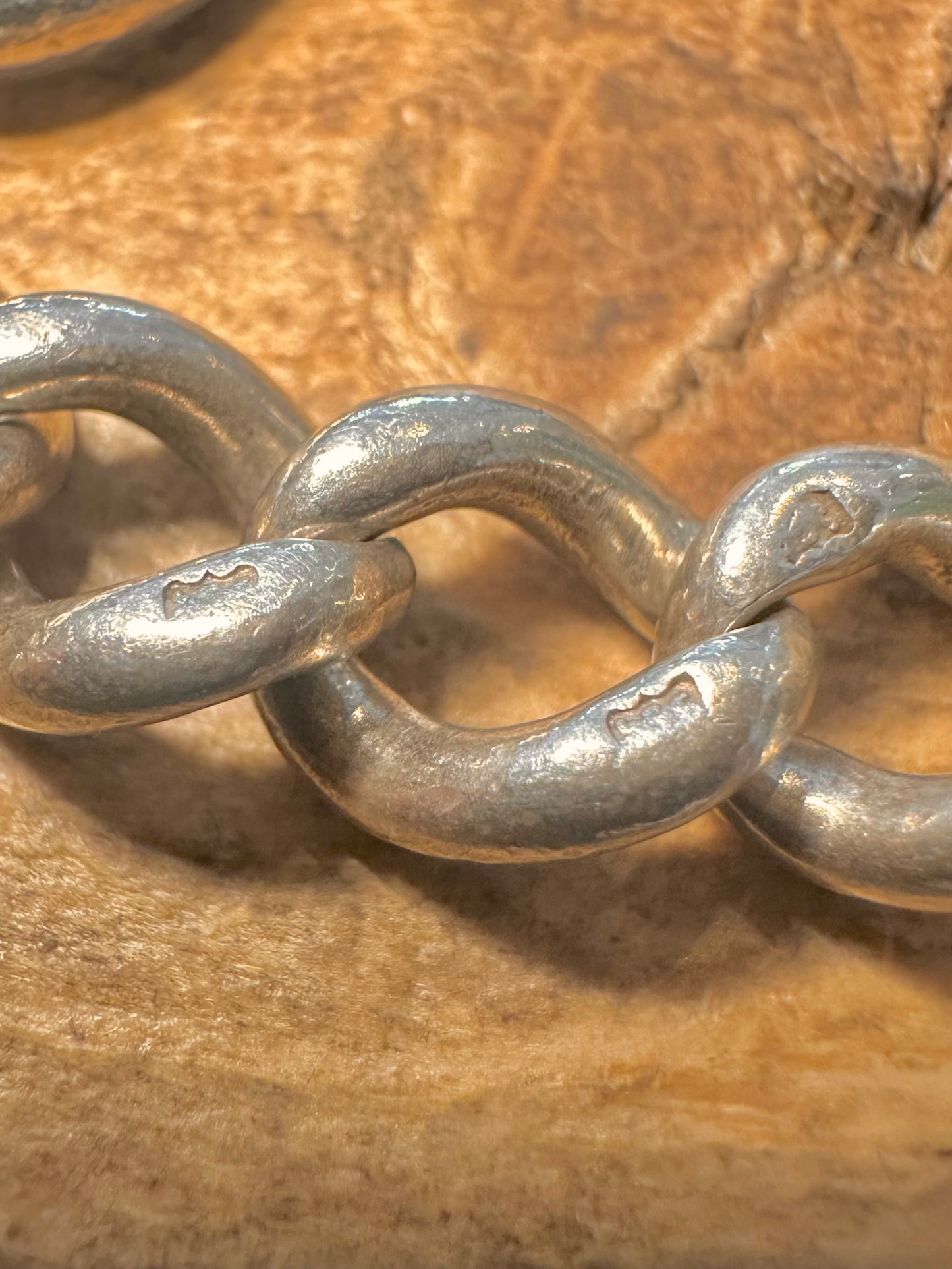 Vintage Curb Chain T Bar Clasp 925 Silver Marked Every Link 16.3 inch Necklace