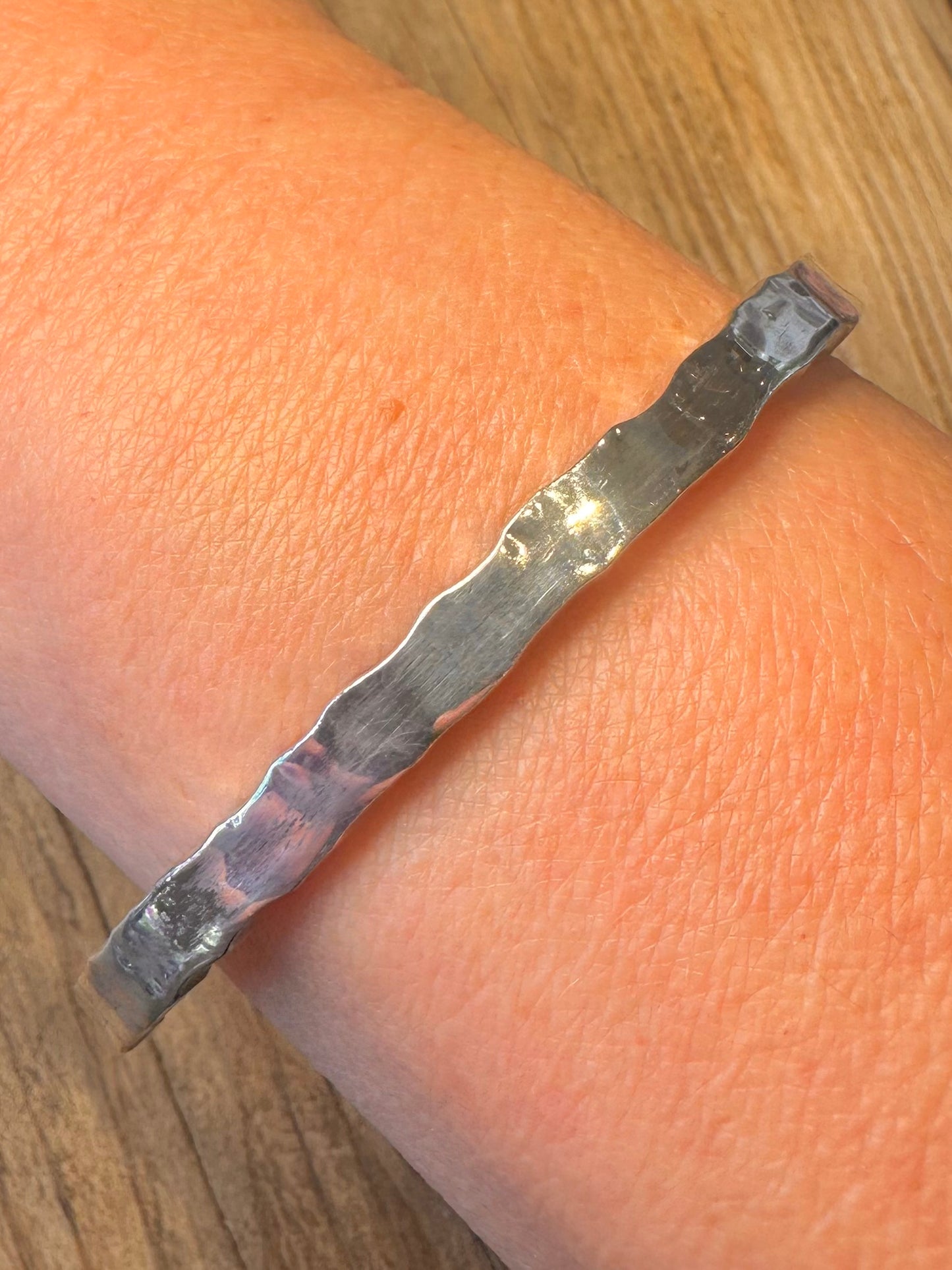 Abstract 2000 Hammered 925 Sterling Silver Hallmarked Bangle