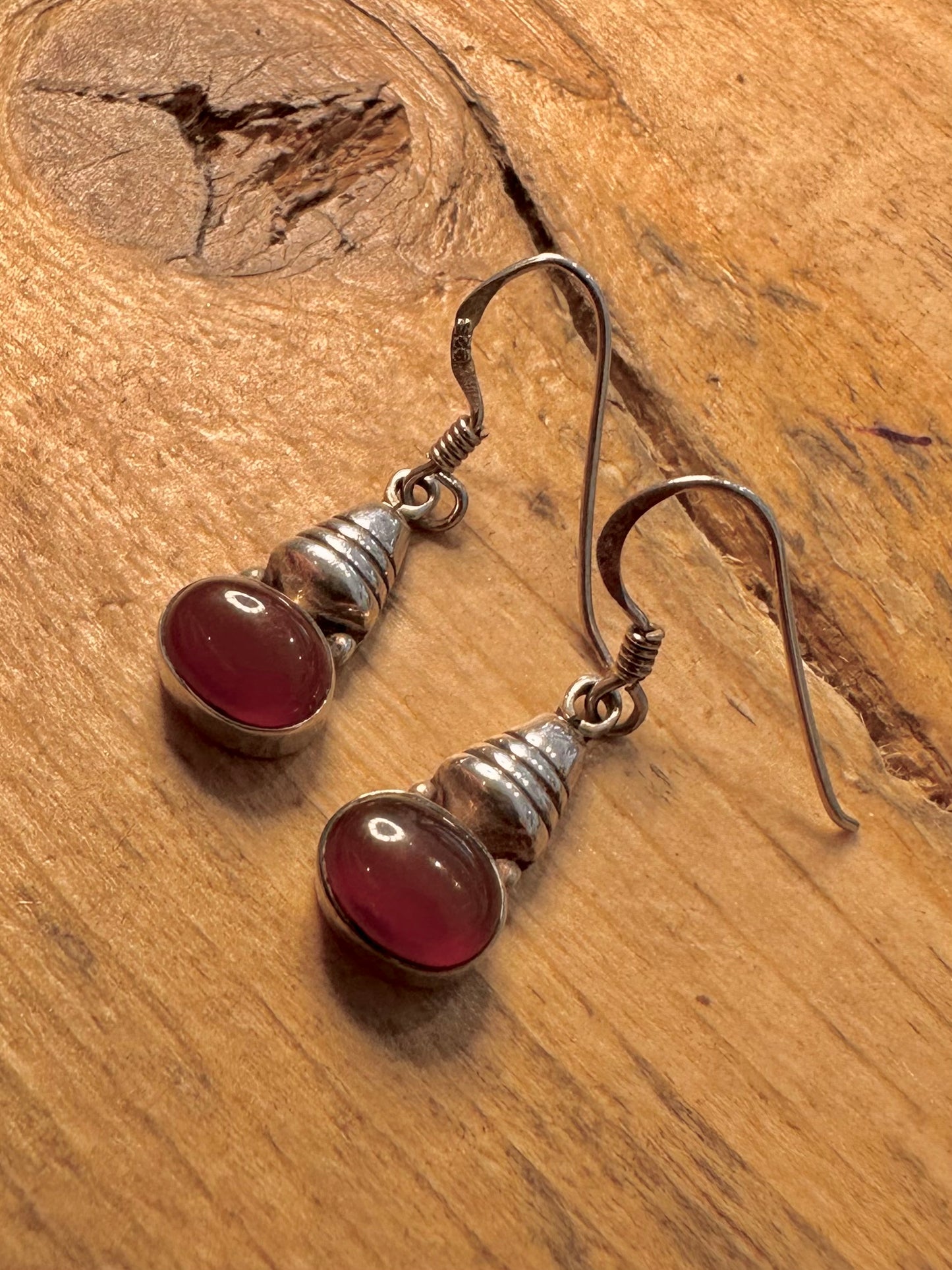 Vintage Carnelian Dangle 925 Silver Earrings