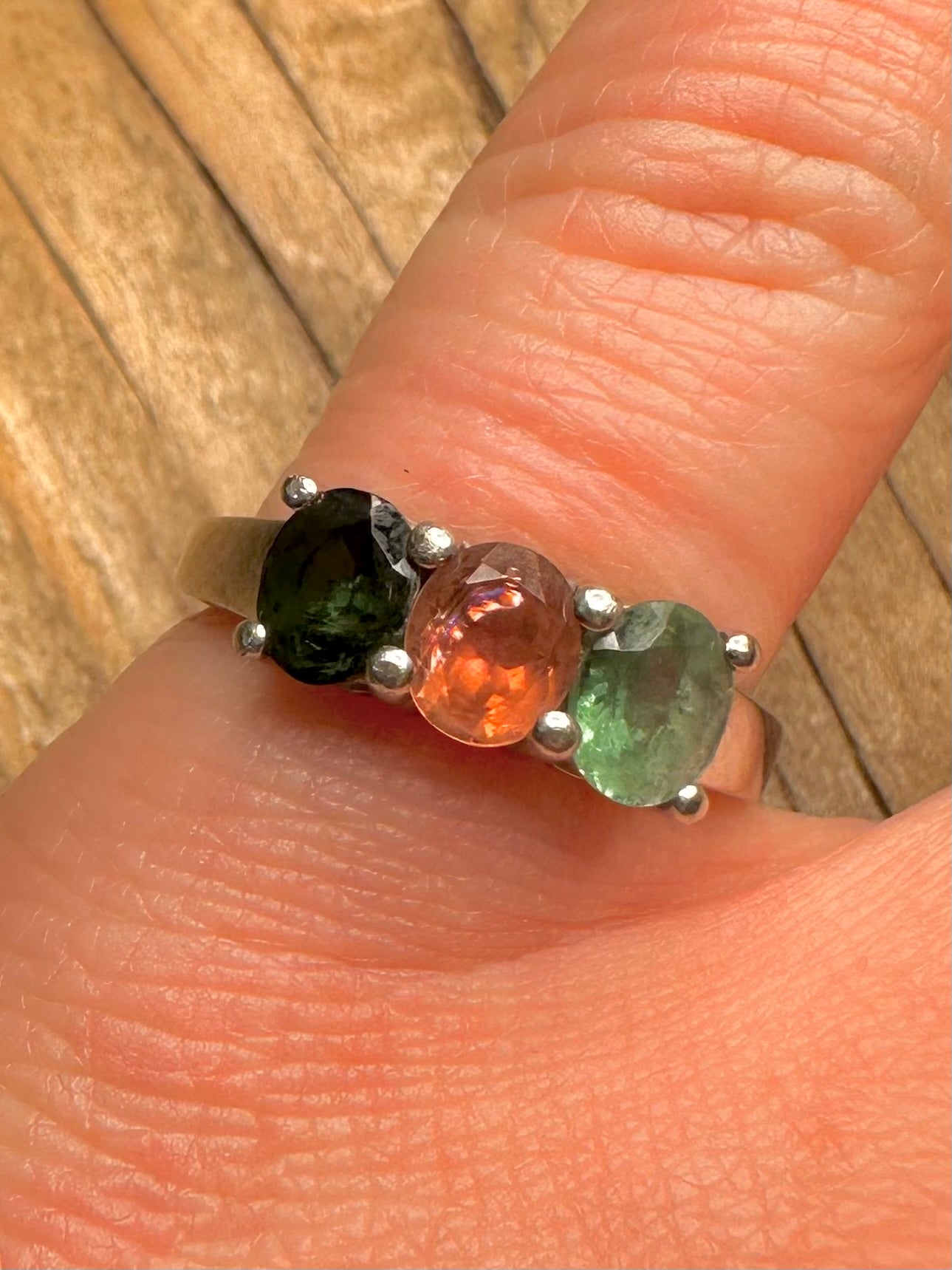 Vintage Multi Gemstone 925 Sterling Silver Size N1/2 Ring