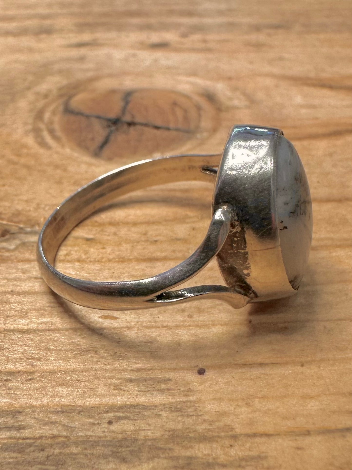 Vintage Dendritic 925 Silver Size N Ring