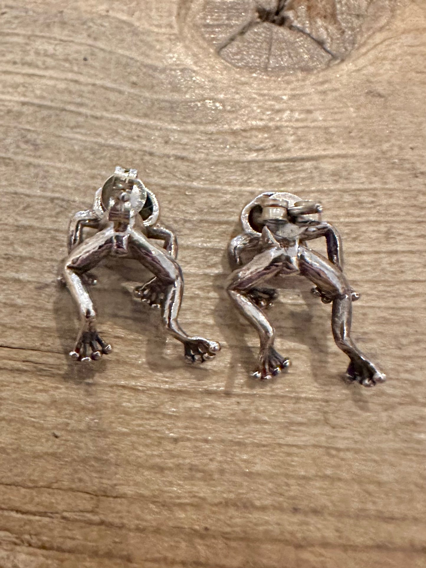 Vintage Moving Frog Studs 925 Silver Earrings