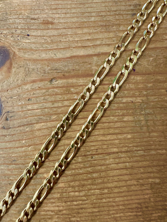 Vintage 1989 Figaro Chain 9ct Gold 375 18 inch Necklace