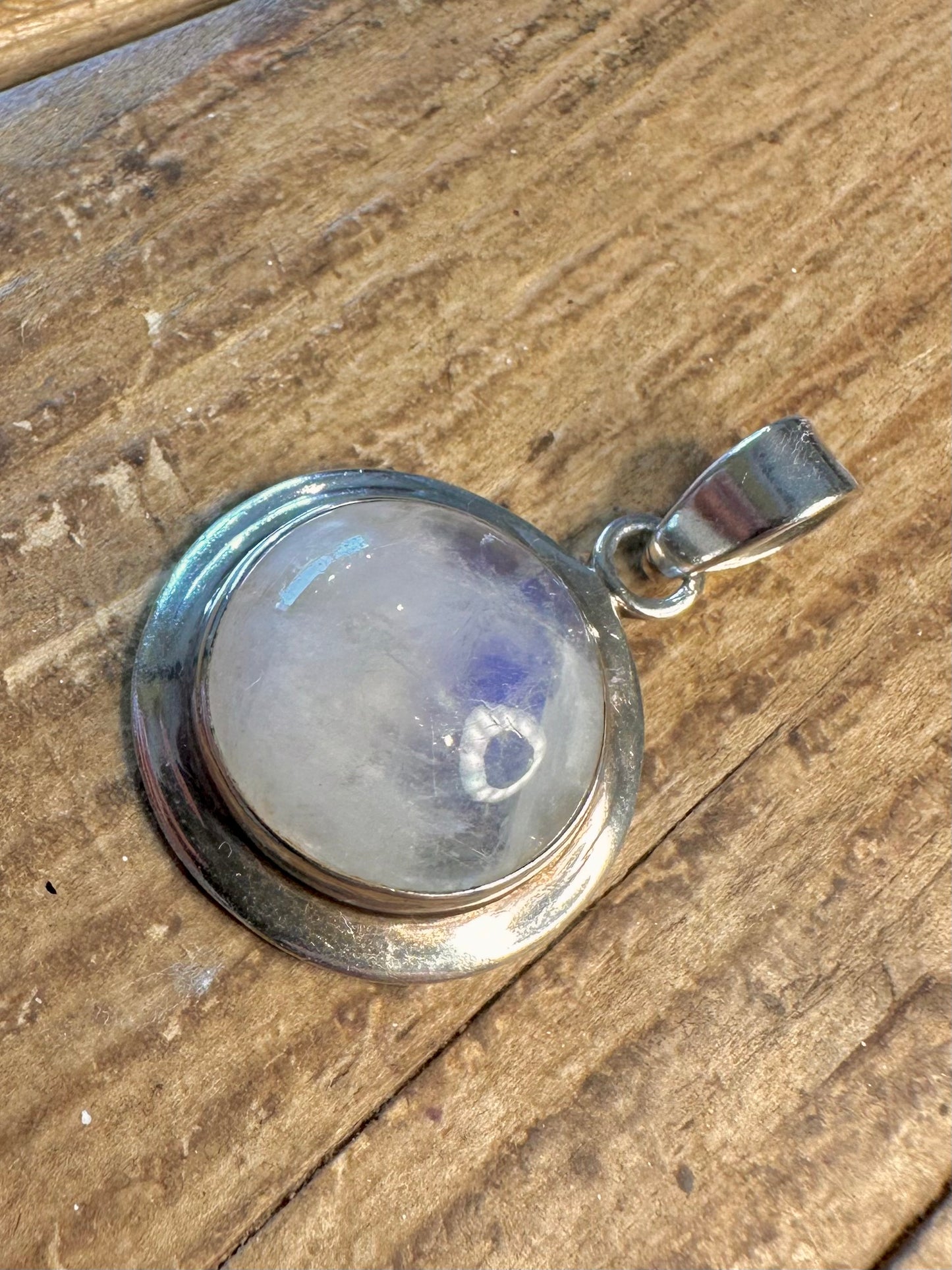 Moonstone Circle 925 Sterling Silver Pendant