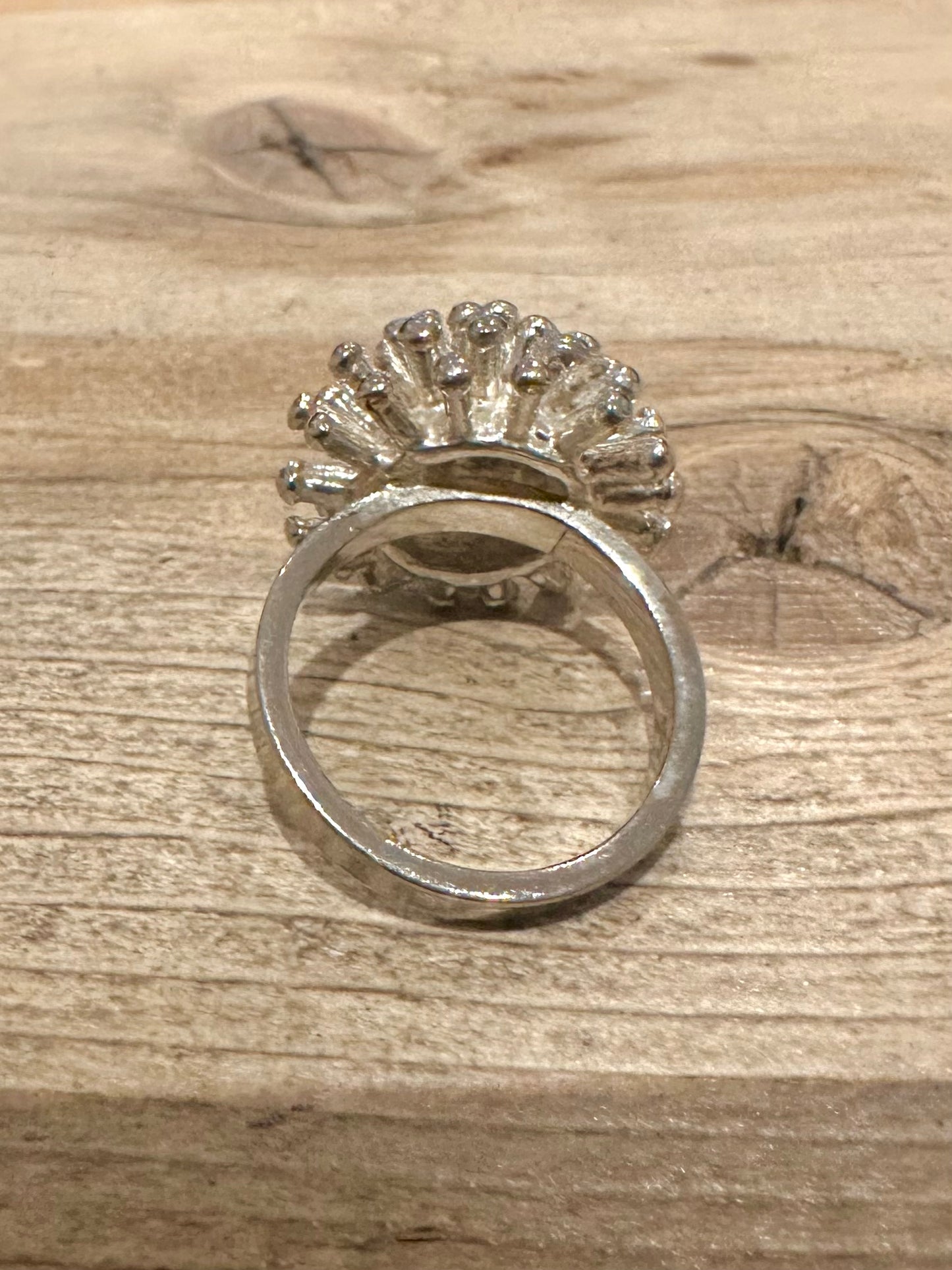 Vintage Star Burst 925 Silver Size Q1/2 Ring