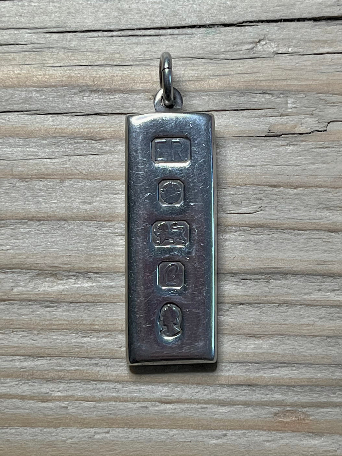Large Ingot Sheffield 1977 Jubilee Makers Mark E.R 925 Sterling Silver Pendant