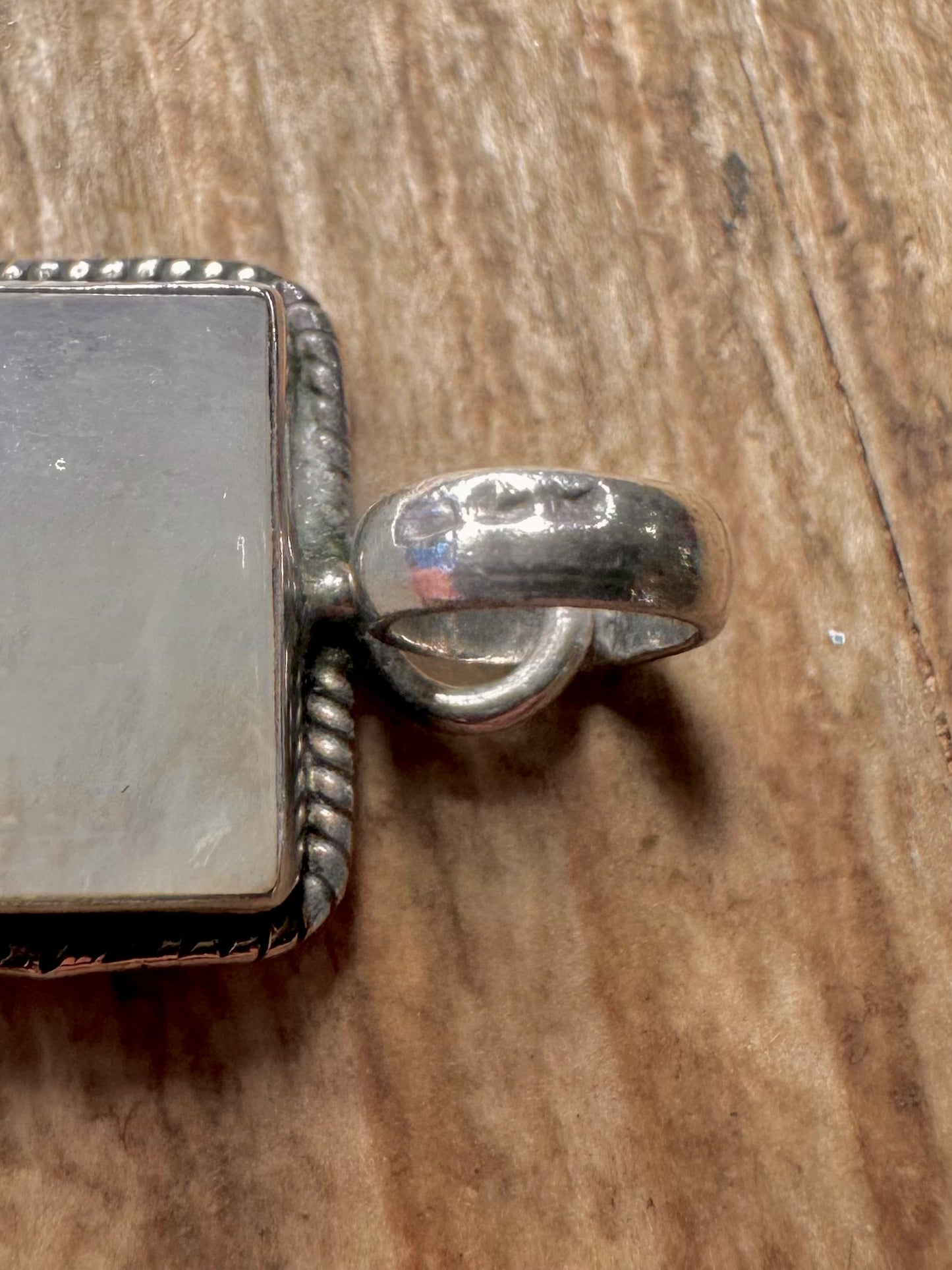Vintage Moonstone Rectangle 925 Sterling Silver Pendant