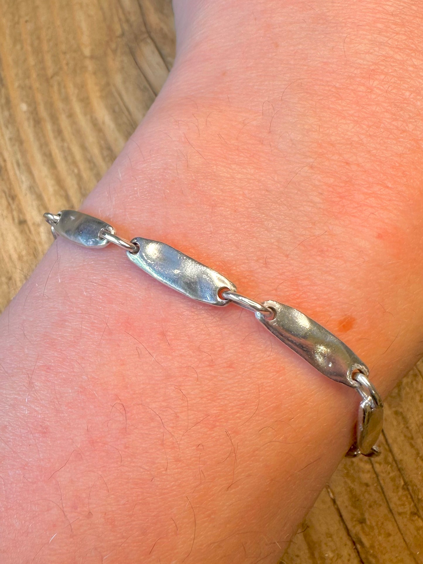 Abstract 1997 Organic Bars T Bar Clasp 925 Sterling Silver 8 inch Bracelet