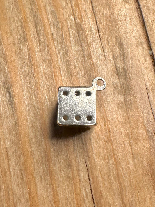 Vintage Dice 925 Sterling Silver Charm Pendant