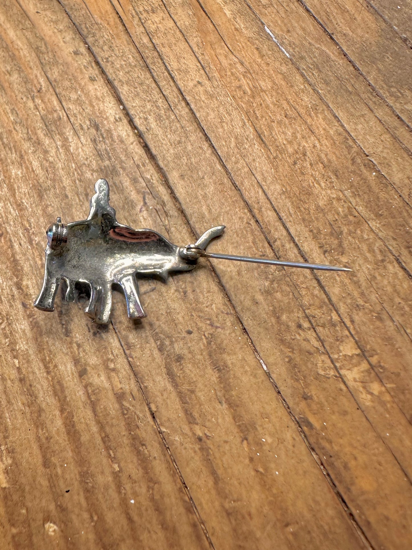 Emaille Elefant Markasit 925 Sterling Silber Brosche
