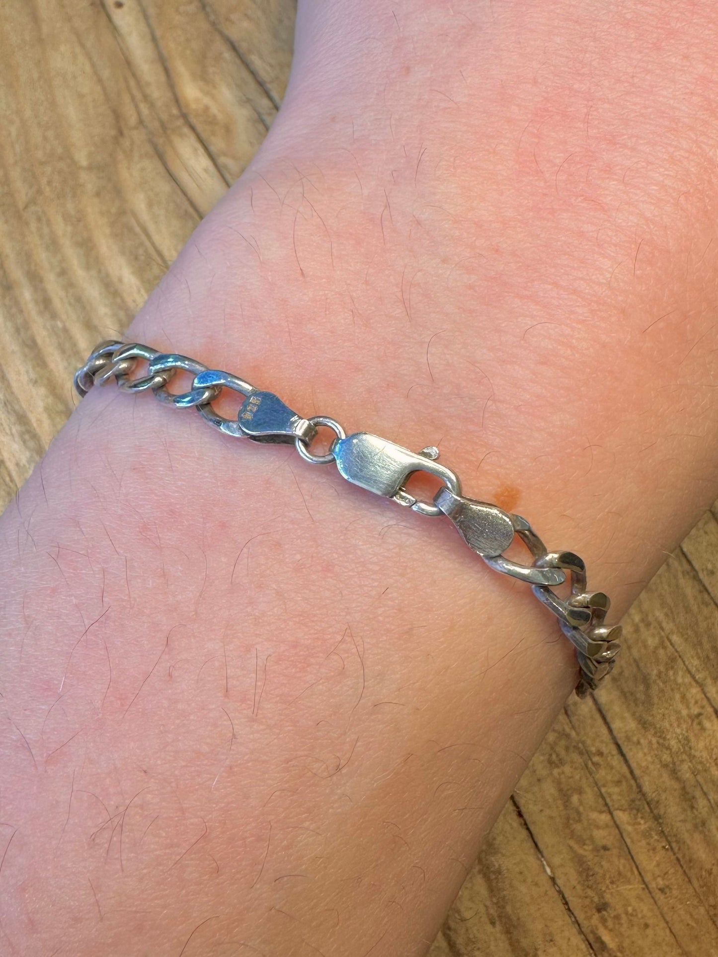 Long Curb Chain Link 925 Sterling Silver 7.5 inch Bracelet