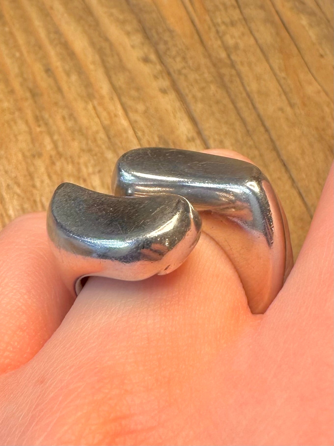 Abstrakter klobiger überlappender Maker Cobi 925 Sterling Silber Größe R Ring