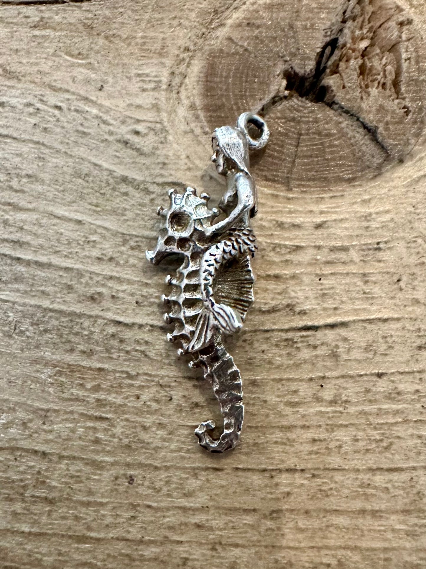 Vintage Mermaid Seahorse 925 Silver Charm Pendant