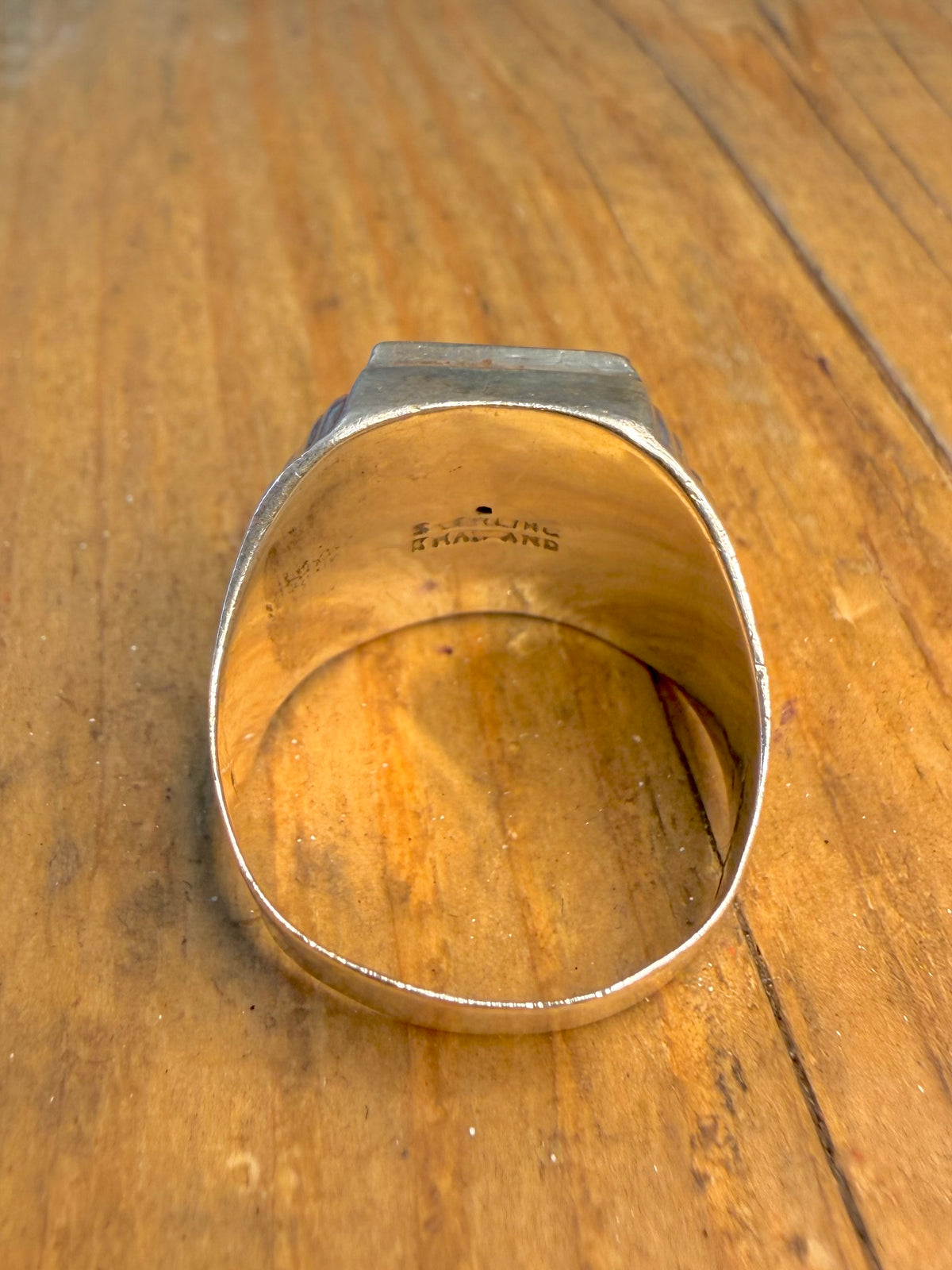 Siam Black Enamel Motif 925 Sterling Silver Size W1/2 Ring