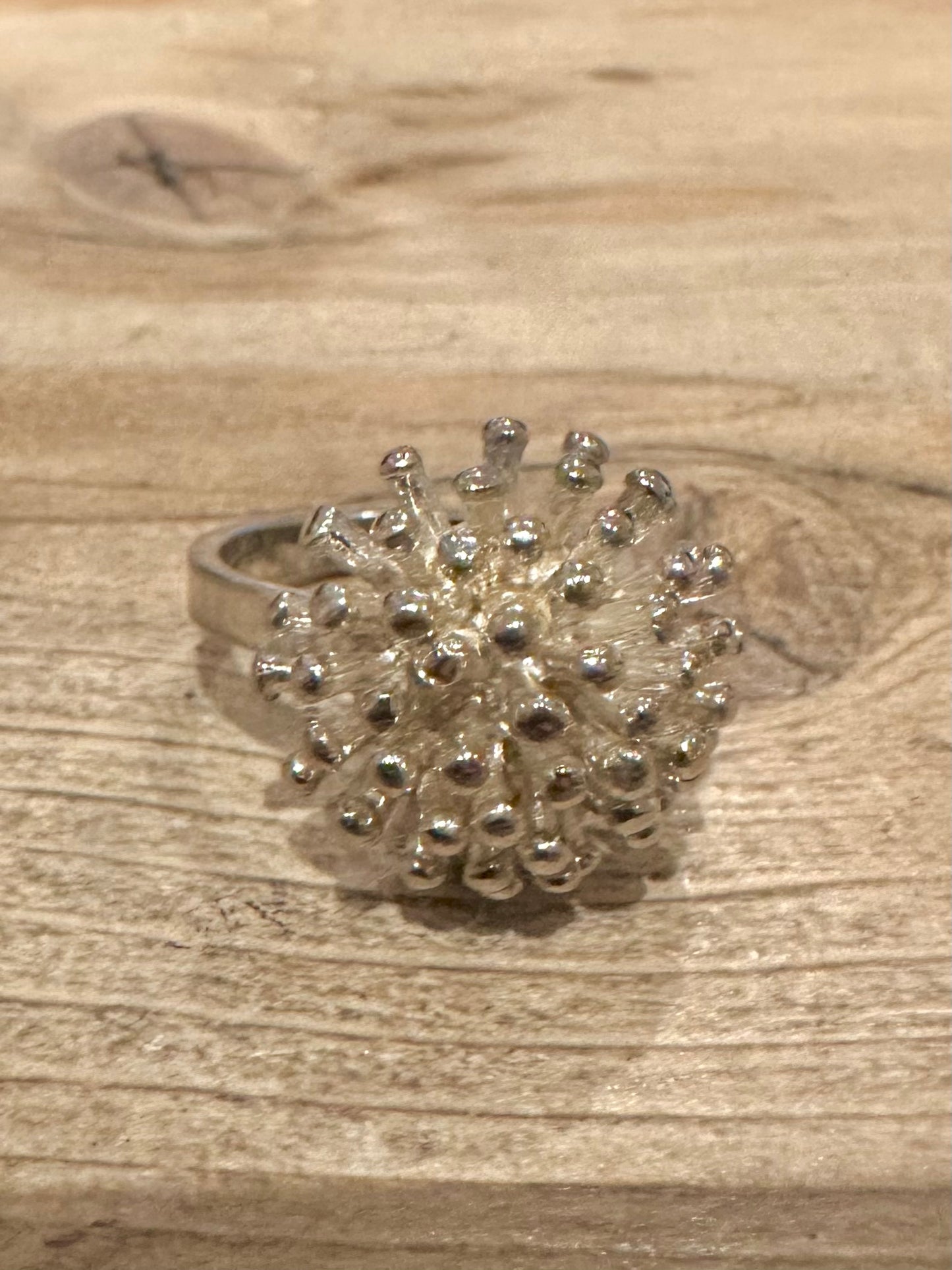 Vintage Star Burst 925 Silver Size Q1/2 Ring