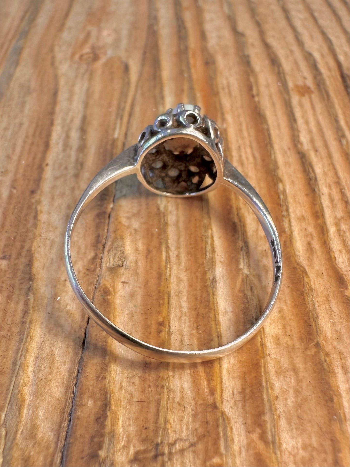 Opal and CZ 925 Sterling Silver Size W Ring