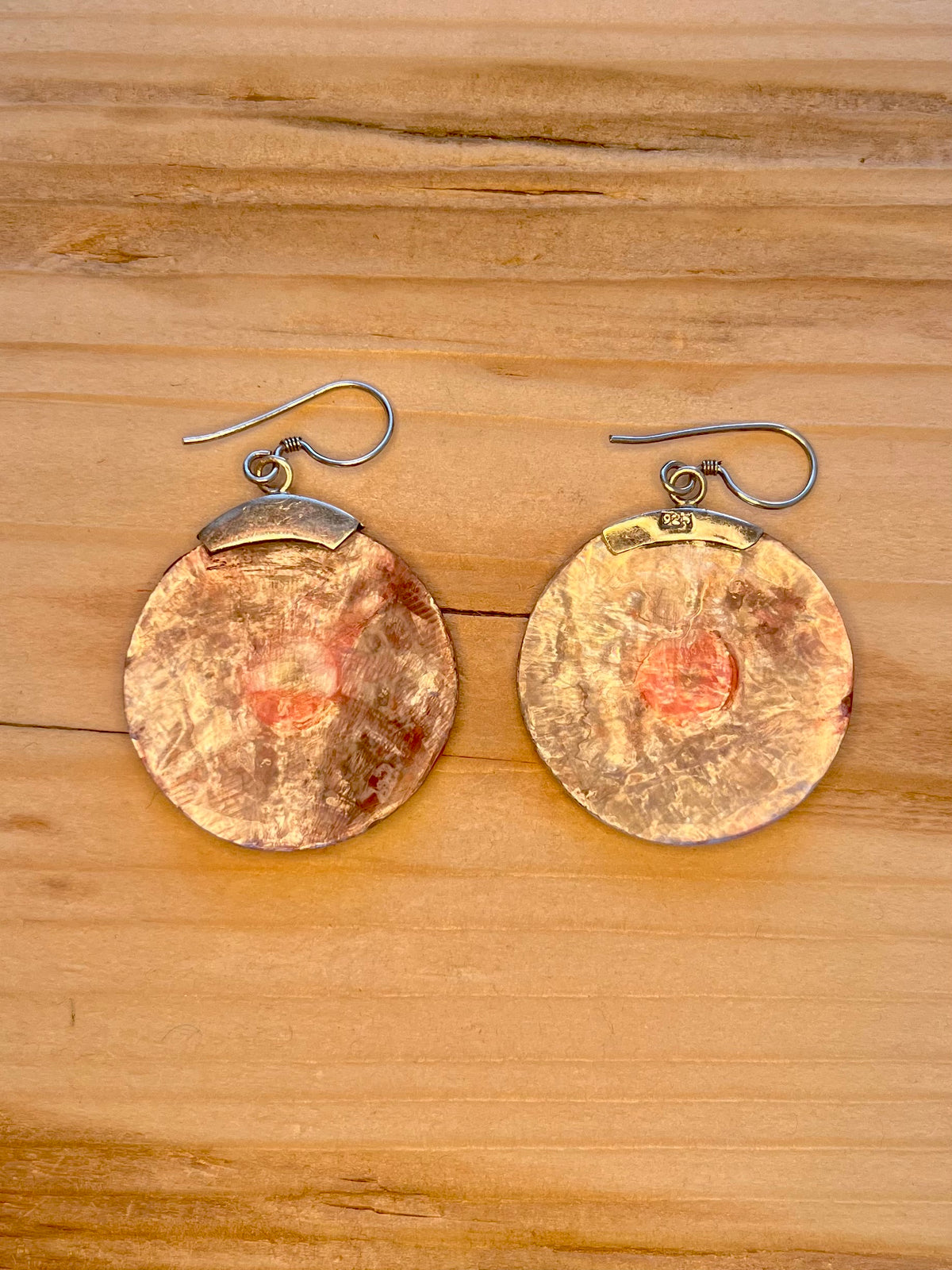 Circle Spotty Shell 925 Sterling Silver Drop Earrings